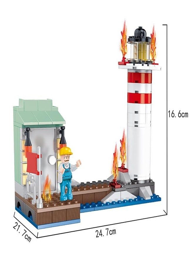 Babelly Building Block Fire Rescue Set with Lighthouse, Boat and Mini Figures, 411 Pieces - Image 4